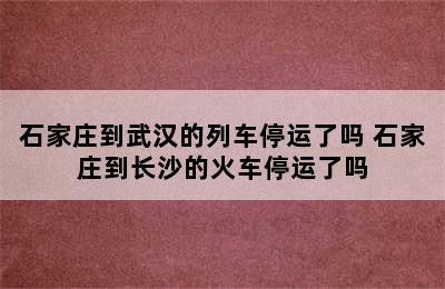 石家庄到武汉的列车停运了吗 石家庄到长沙的火车停运了吗